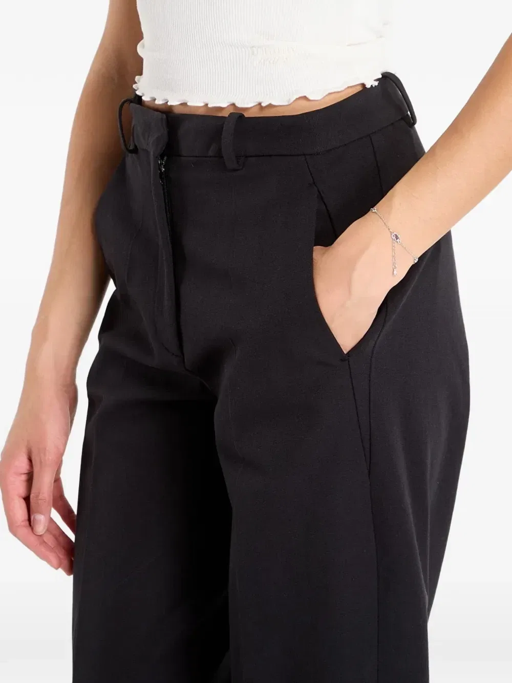Габардиновые брюки Barrel Leg со складками Tommy Hilfiger, черный — фото 4
