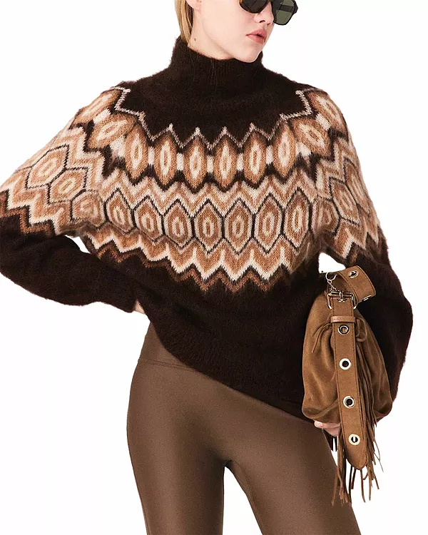 

Свитер с высоким воротником Montebianco Fair Isle Maje, коричневый