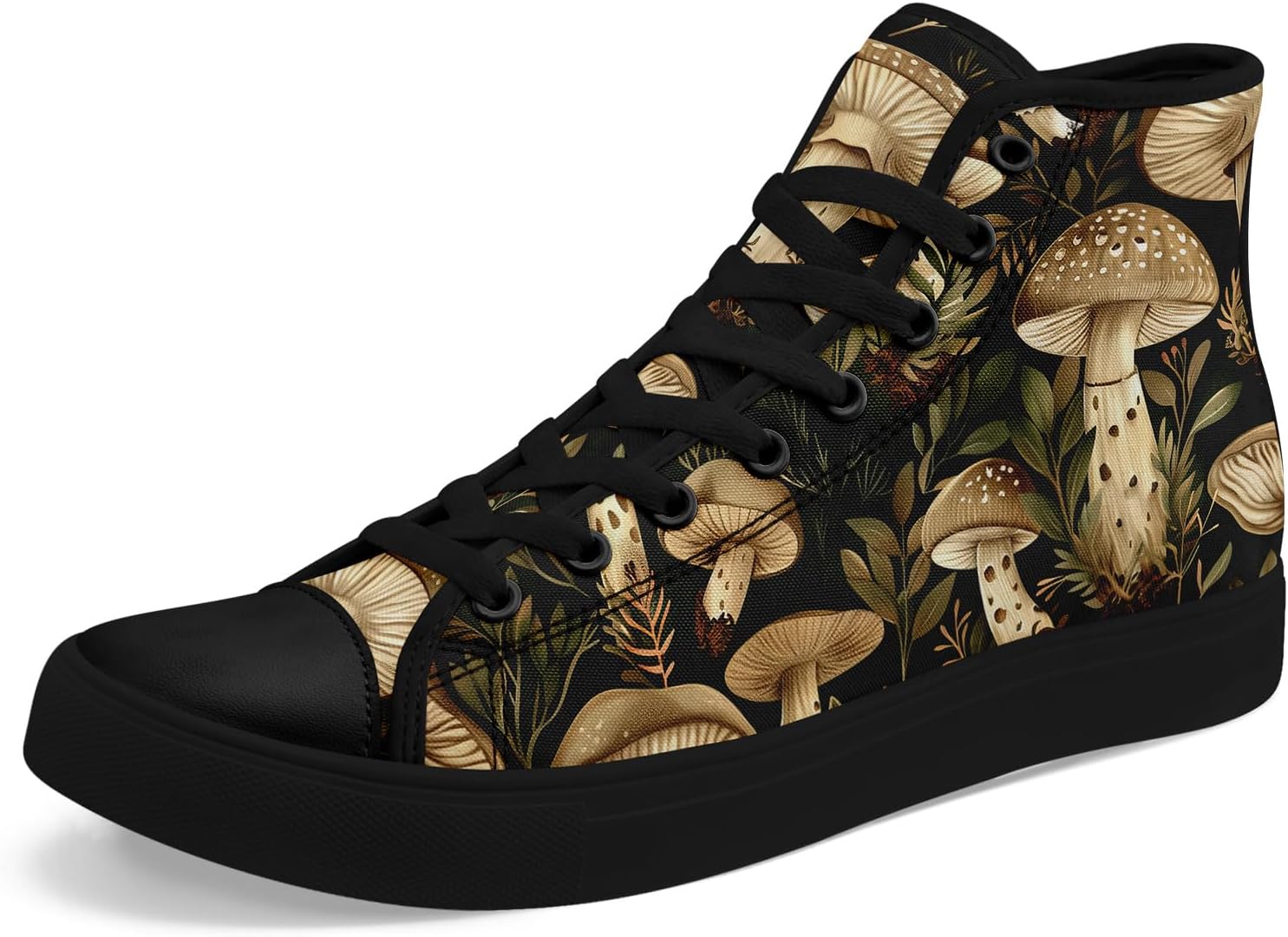 

Высокие кеды на холщовой основе AWSOLE «Грибной лес» для женщин и мужчин, винтажные готические стильные кроссовки с натуральным принтом, повседневная обувь, черный/зеленый/коричневый/бежевый/светло-зеленый