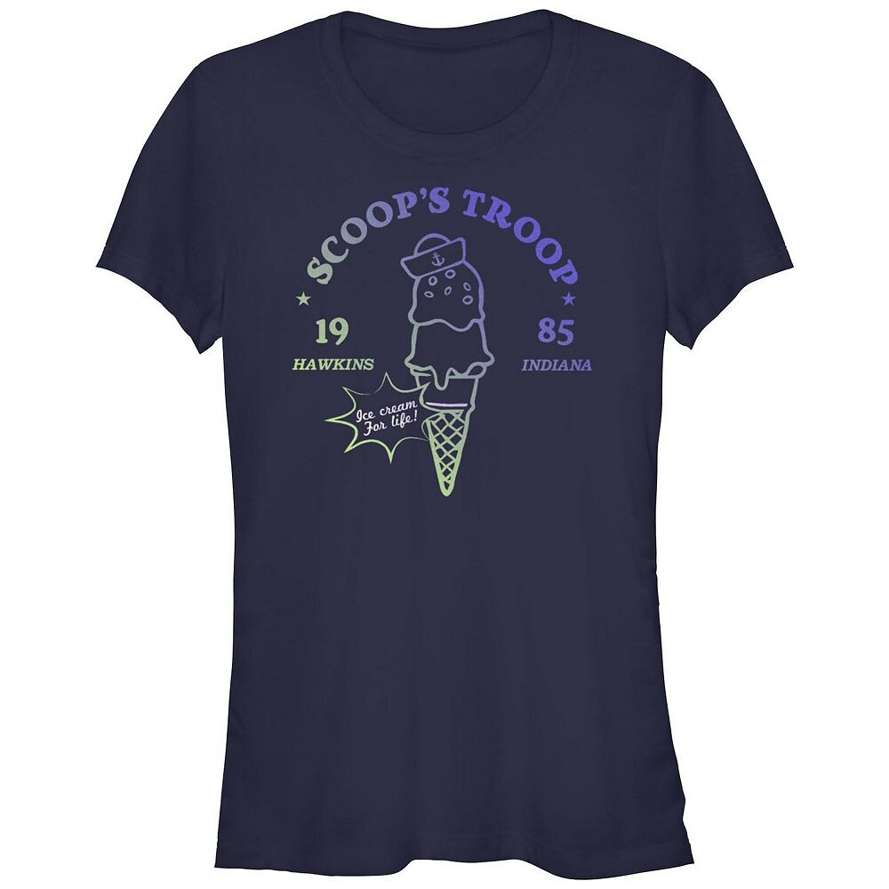 

Футболка с рисунком Stranger Things для юниоров Scoop's Troop Licensed Character, темно-синий