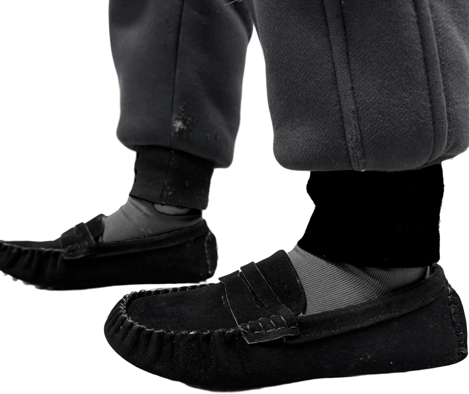 Детские мокасины Battle Men Penny Loafers с квадратным носком, прострочкой, из искусственной замши, черный — фото 2