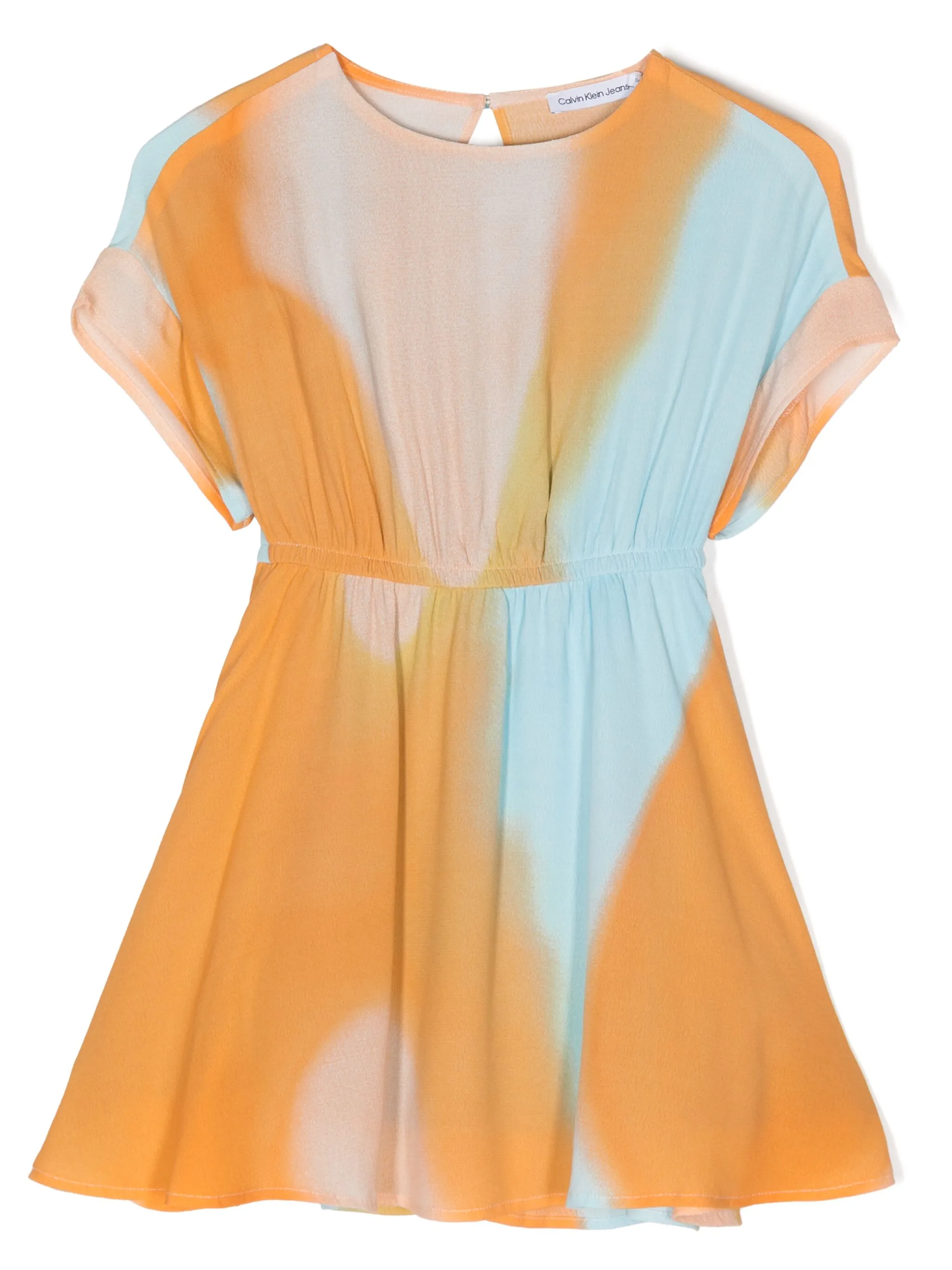 

Платье мини с графичным принтом и складками Calvin Klein Kids, оранжевый