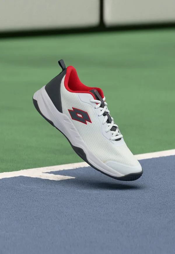 Теннисные кроссовки mirage 700 для игры на любом корте Lotto, All White/Asphalt/Flame Red