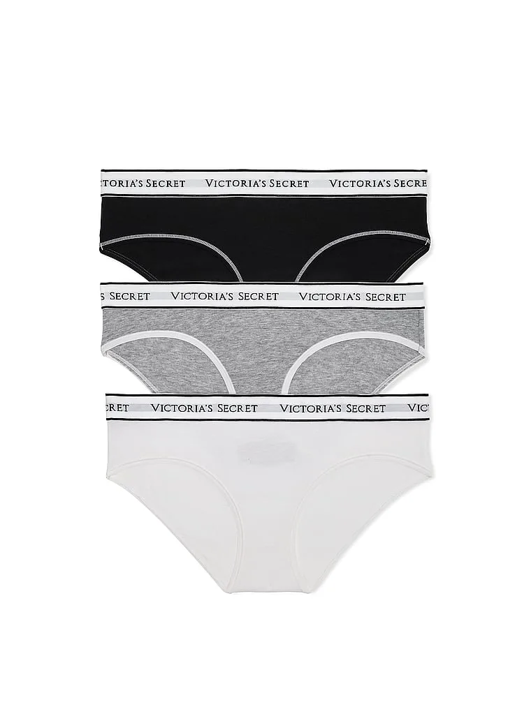 Комплект из 3 хлопковых трусиков-хипхаггер с логотипом Victoria'S Secret, 3 Pack Multi