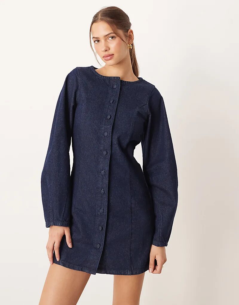 

Джинсовое мини-платье-жилет ASOS DESIGN с рукавами-бананами, цвет: полоска
