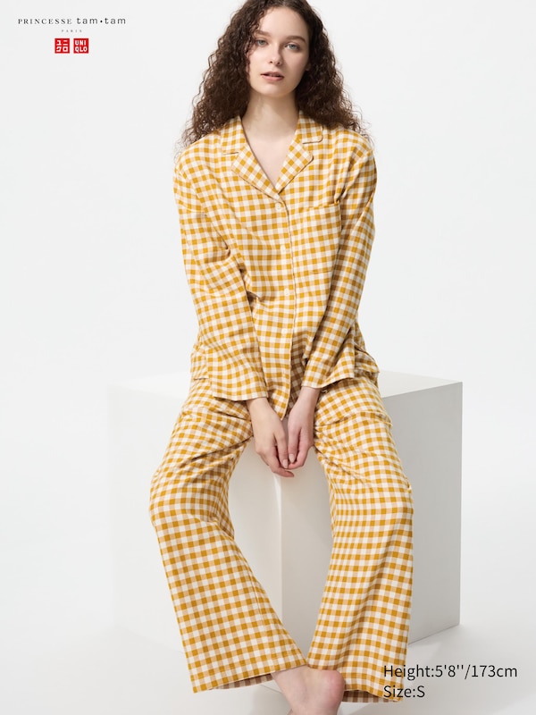 

Фланелевая пижама с длинным рукавом (гингем) Uniqlo, 45 yellow