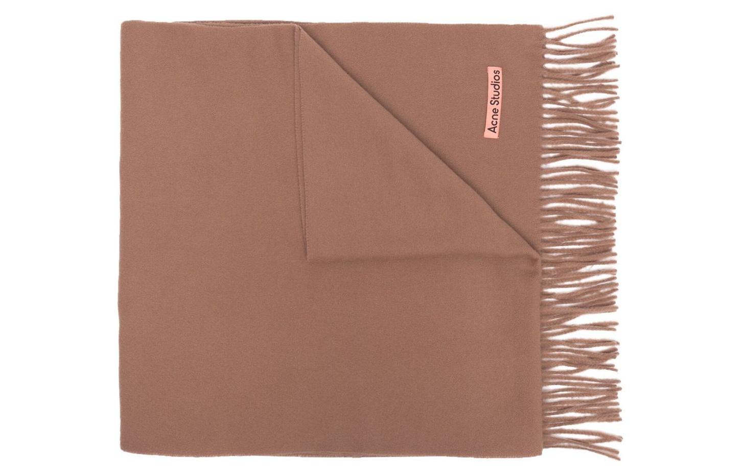 

Шарф с бахромой и нашивкой-логотипом Acne Studios, Camel