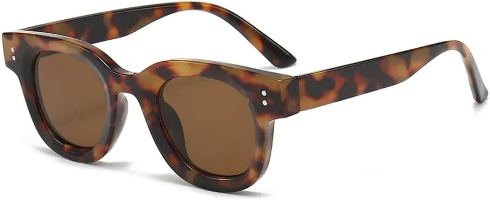 

Солнцезащитные очки с защитой UV400 | Круглые желтые заклепки в стиле панк | для женщин и мужчин, для занятий спортом на открытом воздухе и вождения DSVIGF, Leopard Tea