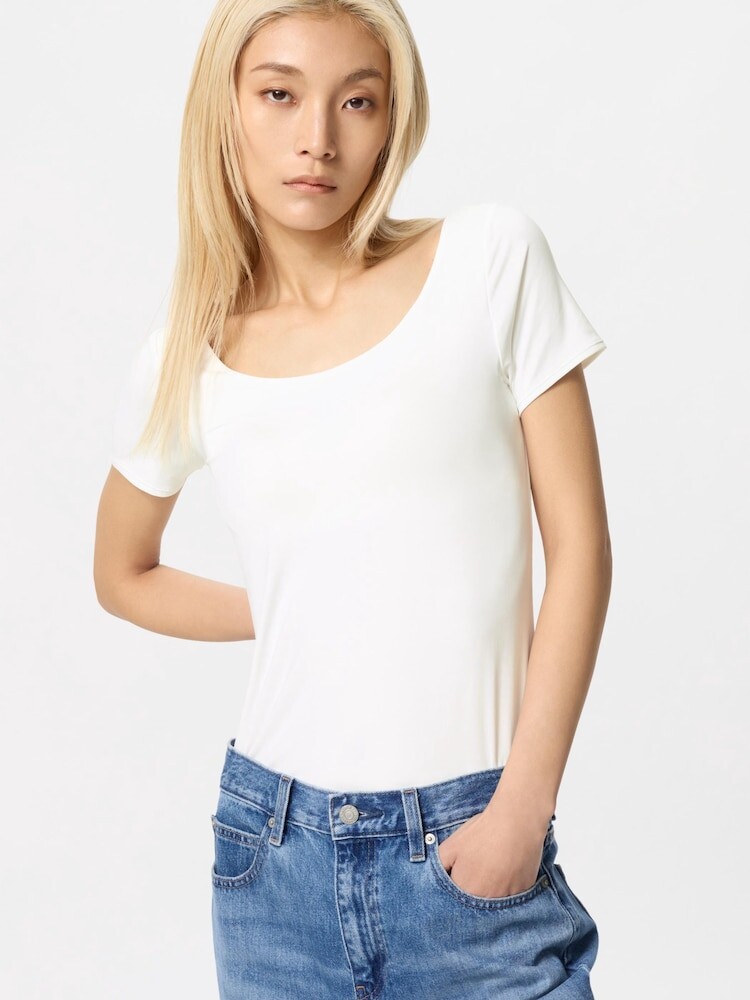

Футболка с чашечками airism с коротким рукавом Uniqlo, белый