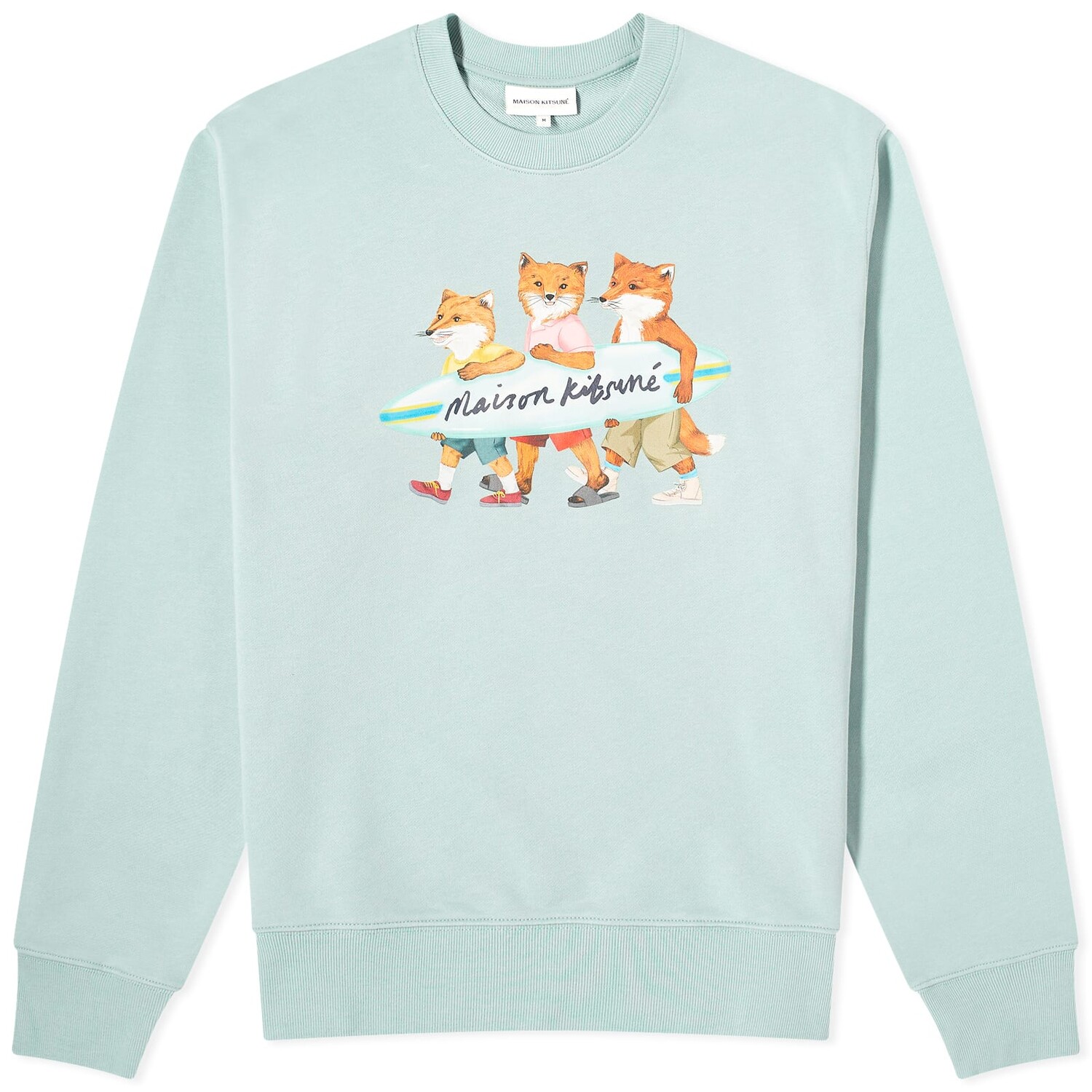 

Толстовка Maison Kitsuné Surfing Foxes Crew Sweat, цвет Seafoam