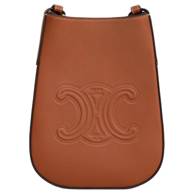 

CELINE Кожаный чехол для телефона Heloise Cow женский рыжевато-коричневый