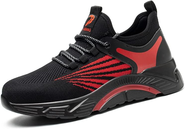 

Легкие противоскользящие кроссовки, дышащий верх из сетки, защита от ударов и проколов, для строителей Honxinm, черный/красный