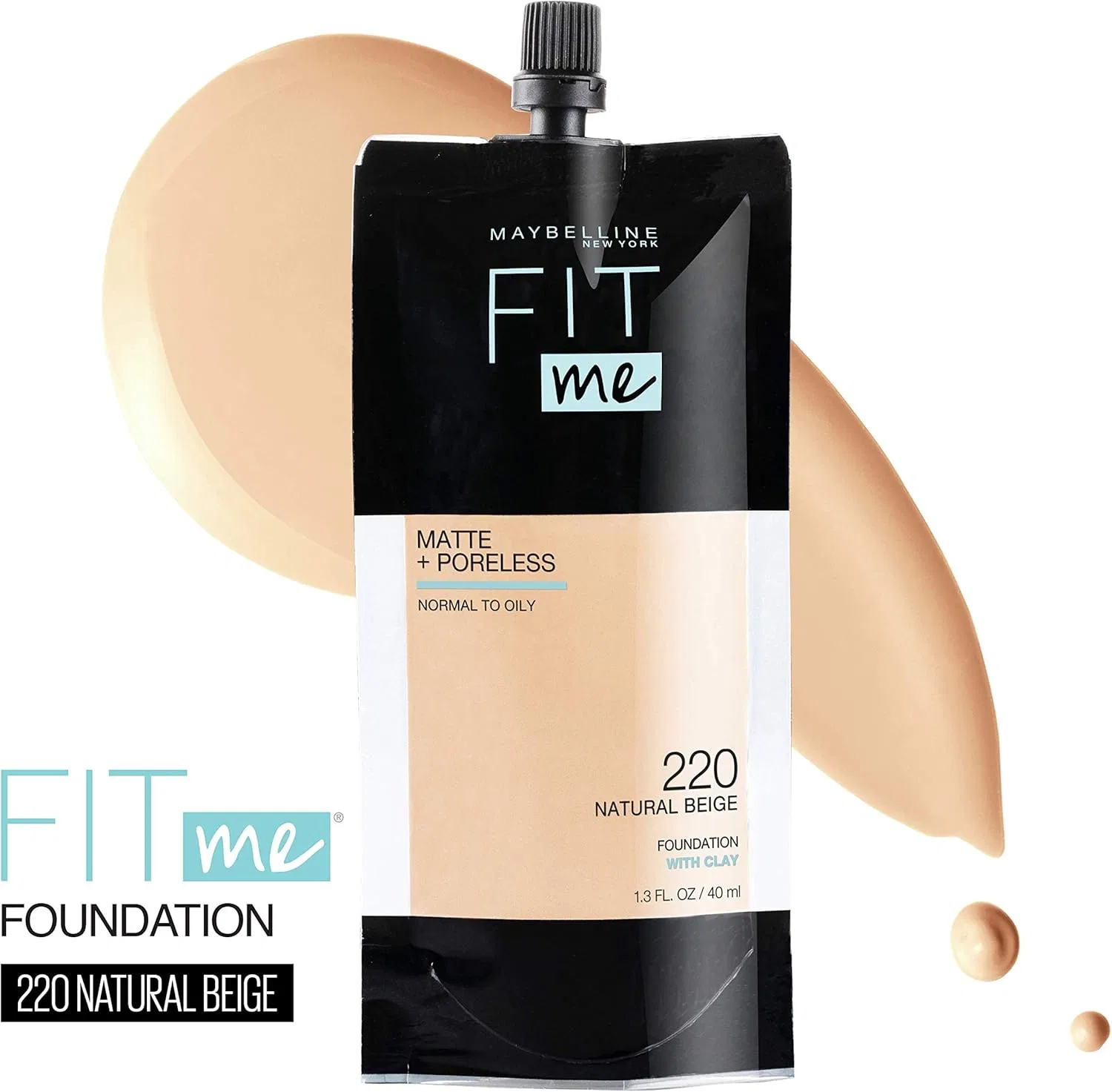 Тональная основа Fit Me Matte + Poreless, Maybelline, 30 мл, оттенок Natural Beige — фото 2