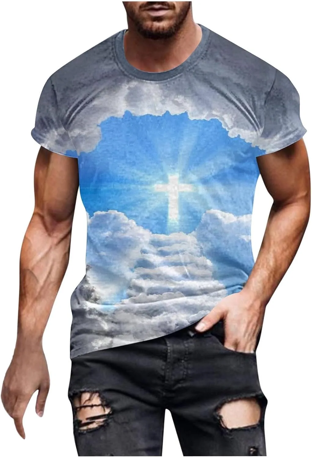 

Футболка с 3D принтом "Иисус на кресте" QUNPIU