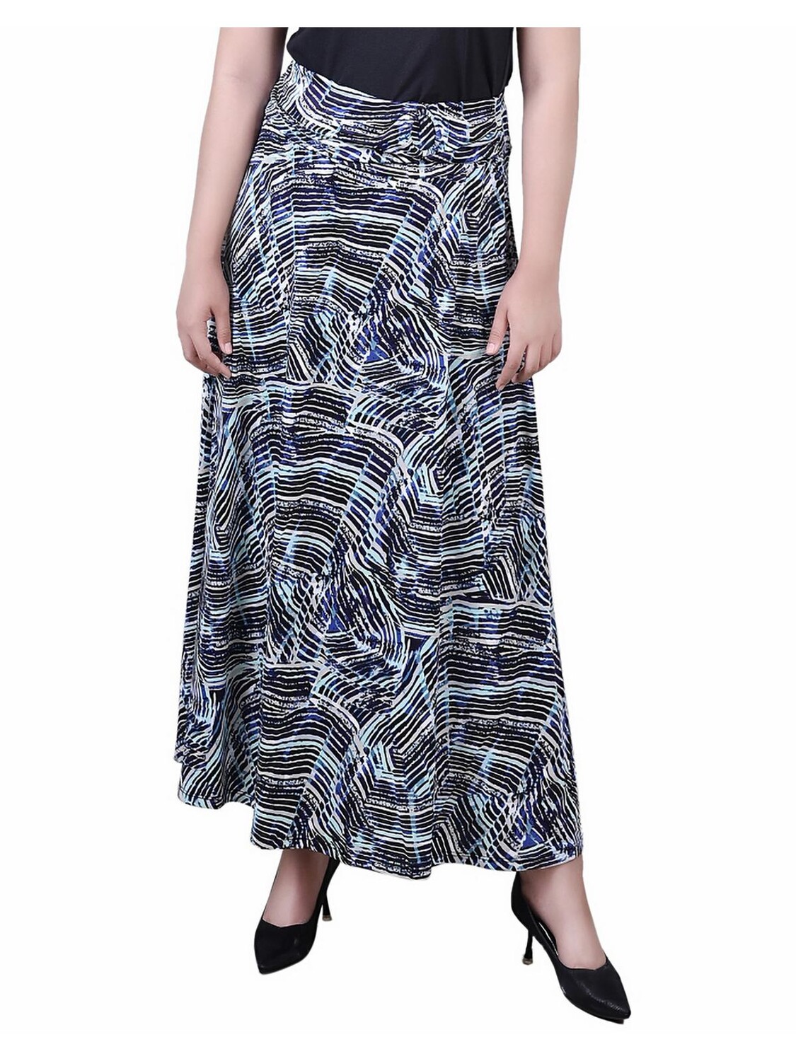 

Длинная женская юбка макси Petites NY Collection, цвет Blue/Black Multi