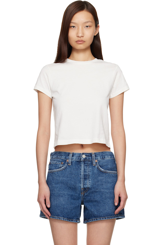 

Agolde Футболка Off-White Adine, укороченная, Белый, Agolde Футболка Off-White Adine, укороченная