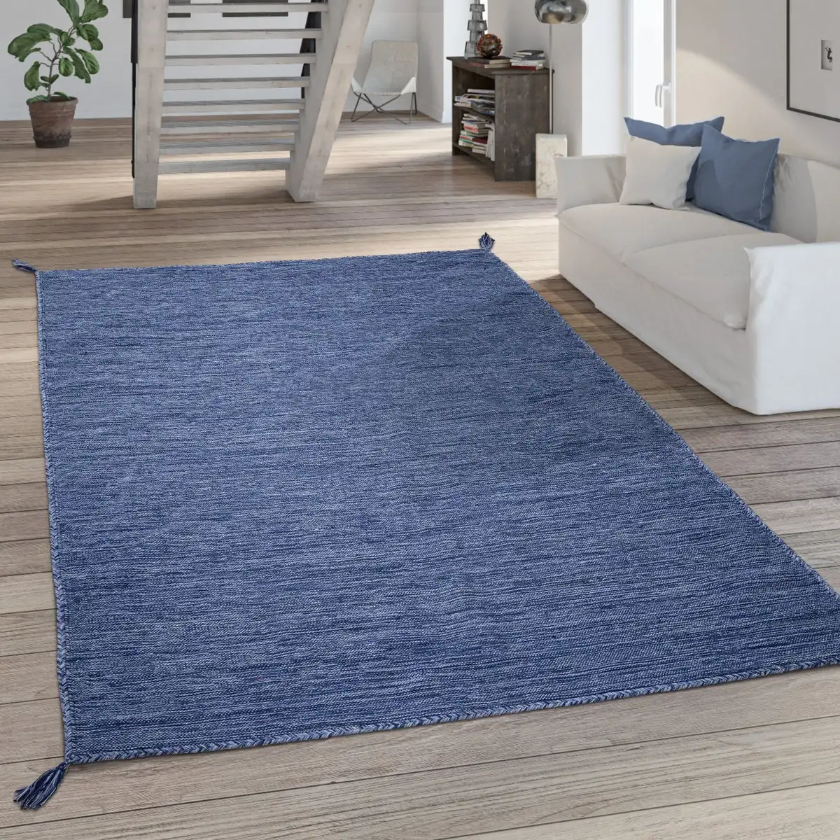 

Ковер Paco Home "Kilim 210", прямоугольный, ручная работа, плоское плетение, чистый хлопок, ручная работа, однотонные цвета 200х290 см, цвет navy