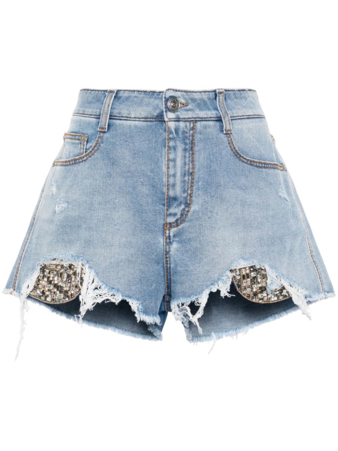 

Джинсовые шорты с кристаллами Ermanno Scervino, синий