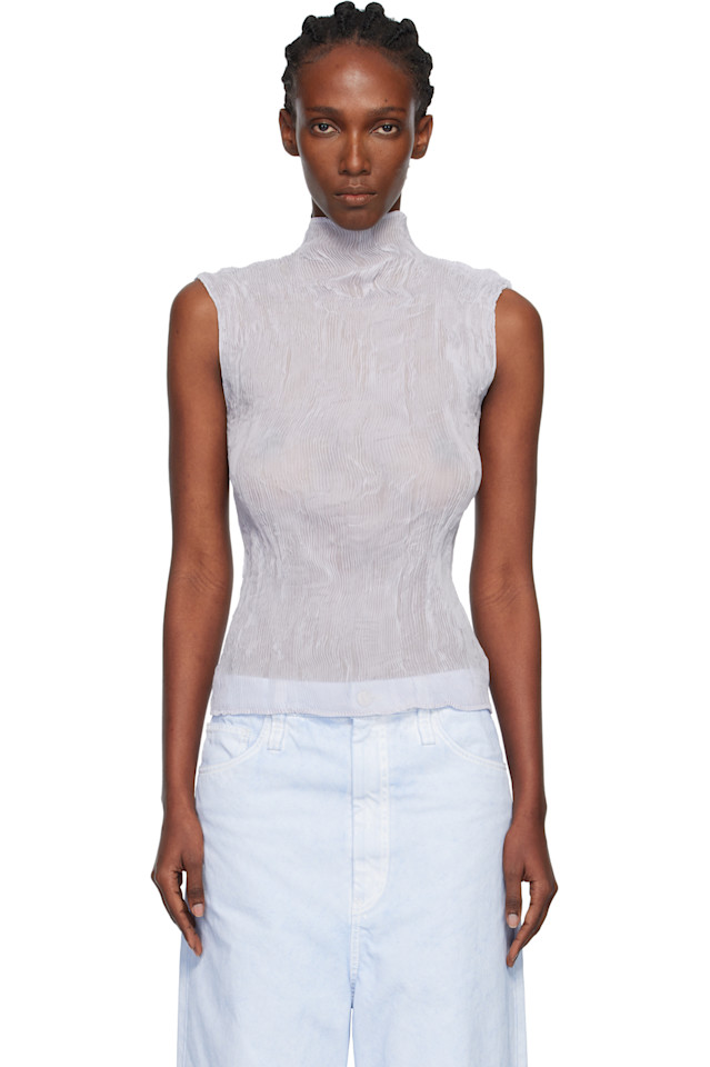 

Issey Miyake Фиолетовый шифоновый топ с перекрученными нитками