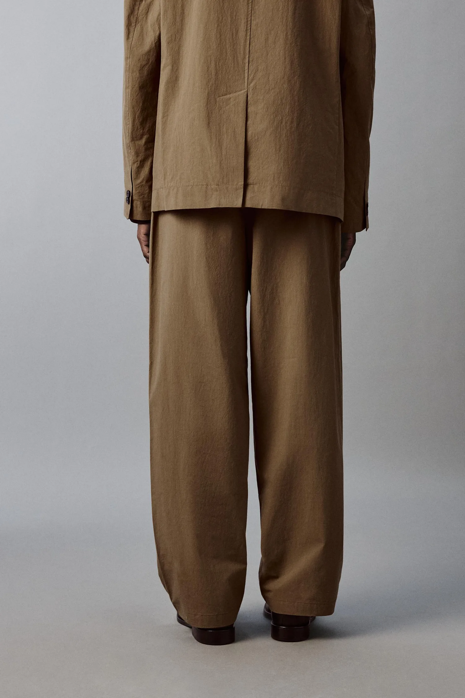 Технические широкие брюки для костюма Zara, коричневый — фото 3