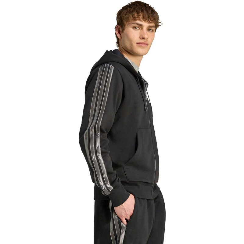Праздничная толстовка с тремя полосками Adidas, черный — фото 4