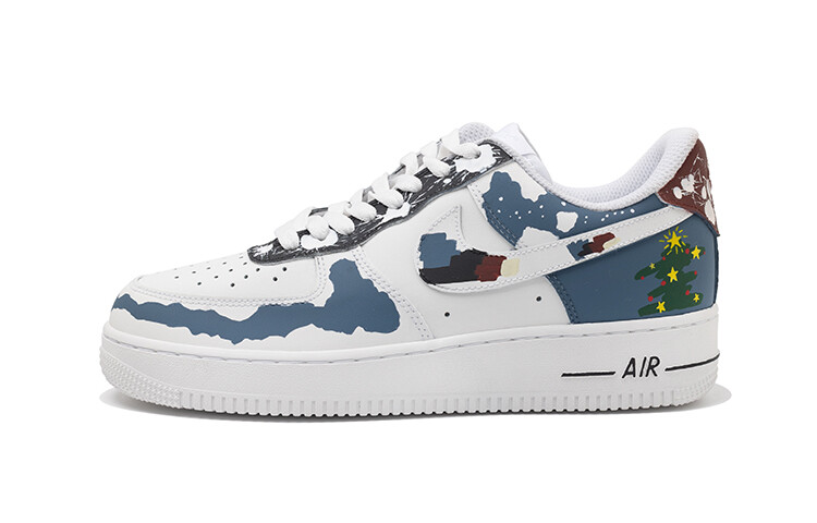 

Кроссовки Nike Air Force 1 Skateboarding Shoes Men Low-top White/Royal Blue/Fern Green, темно-синий