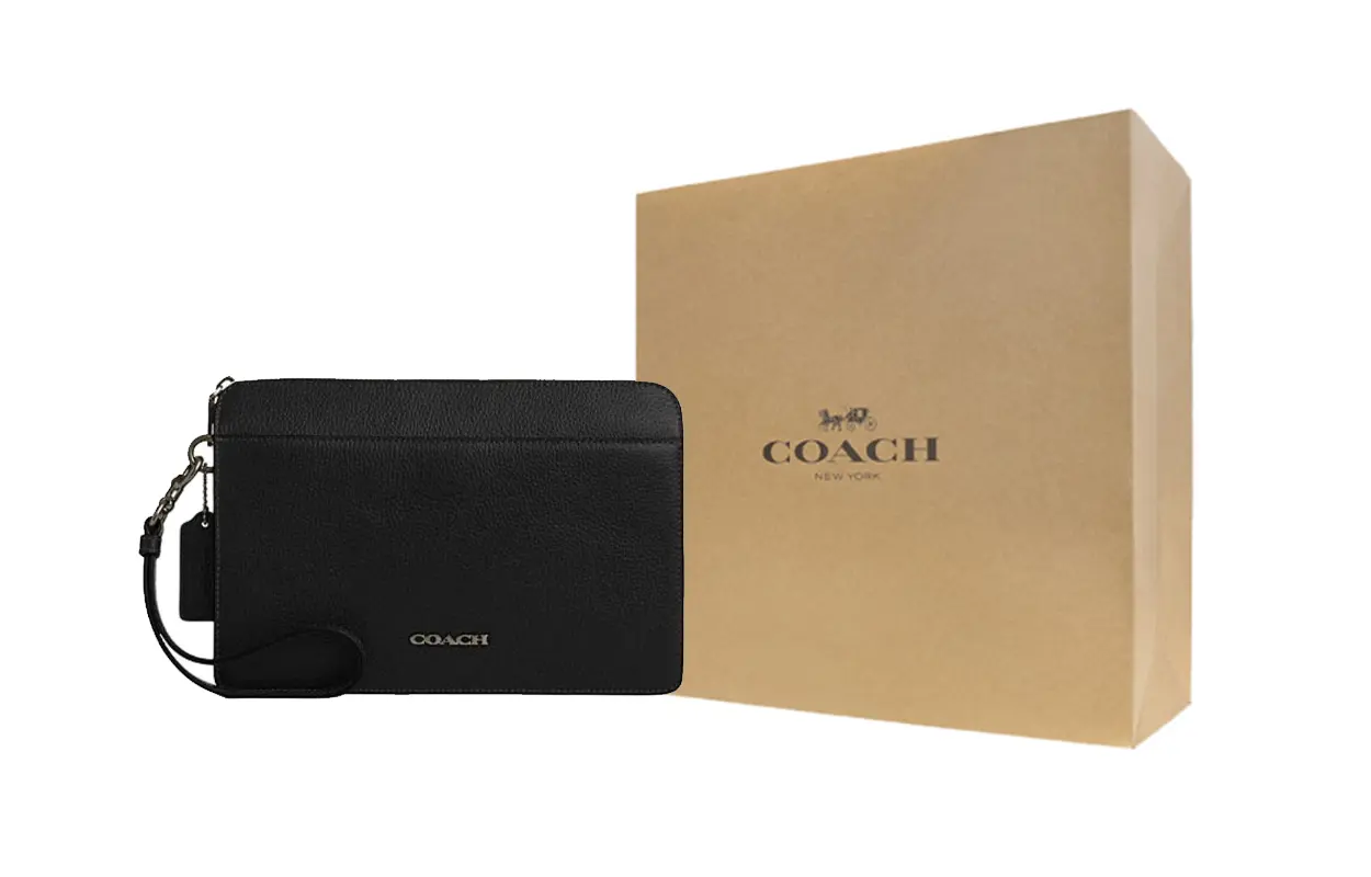 

COACH Кожаная клатч среднего размера мужская черная