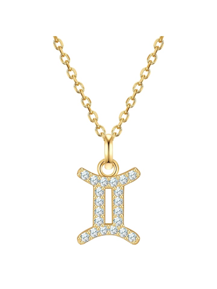 

Glanzstücke München Колье со знаком зодиака Близнецы из стерлингового серебра с цирконами в оправе из желтого золота