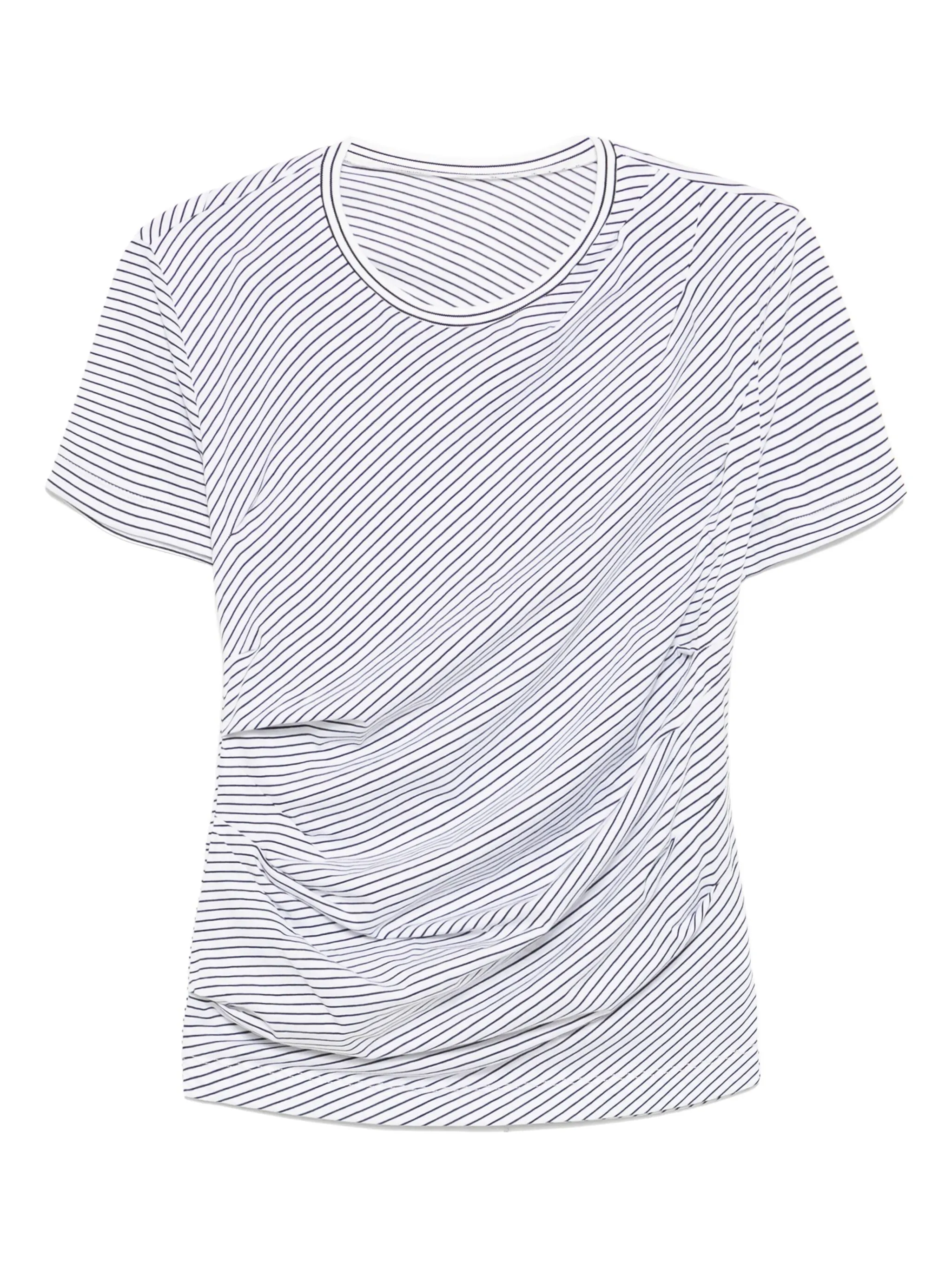 

Полосатая футболка с плиссированной вставкой Jnby, белый