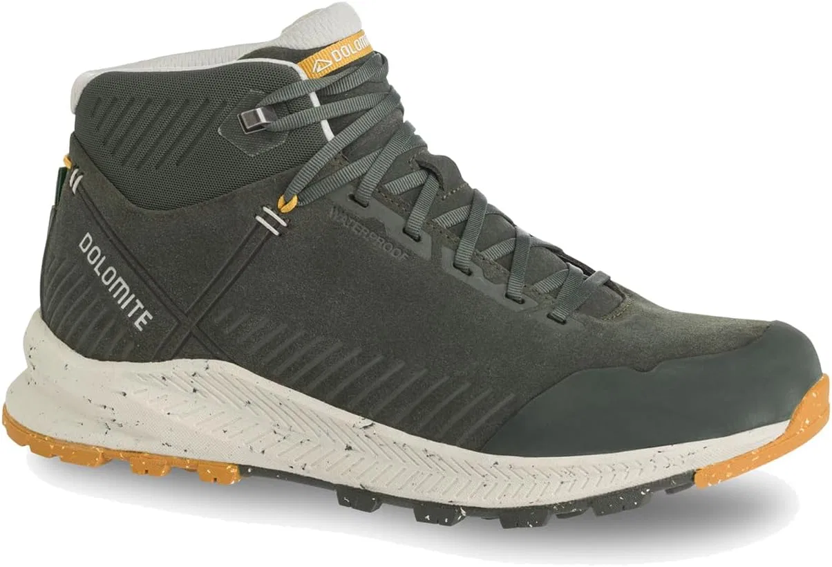 Мужские водонепроницаемые и модные повседневные туфли Dolomite Carezza Leather Mid WP с замшевым верхом | Зимняя обувь | Обувь для активного отдыха | Кроссовки, Thyme Green