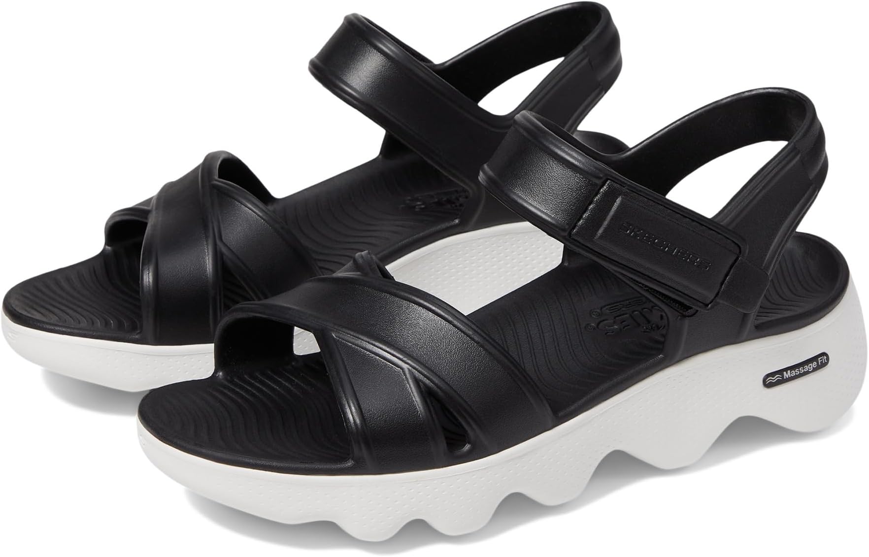 Сандалии SKECHERS Women's Foamies Massage Fit - Heartfelt, Black/White