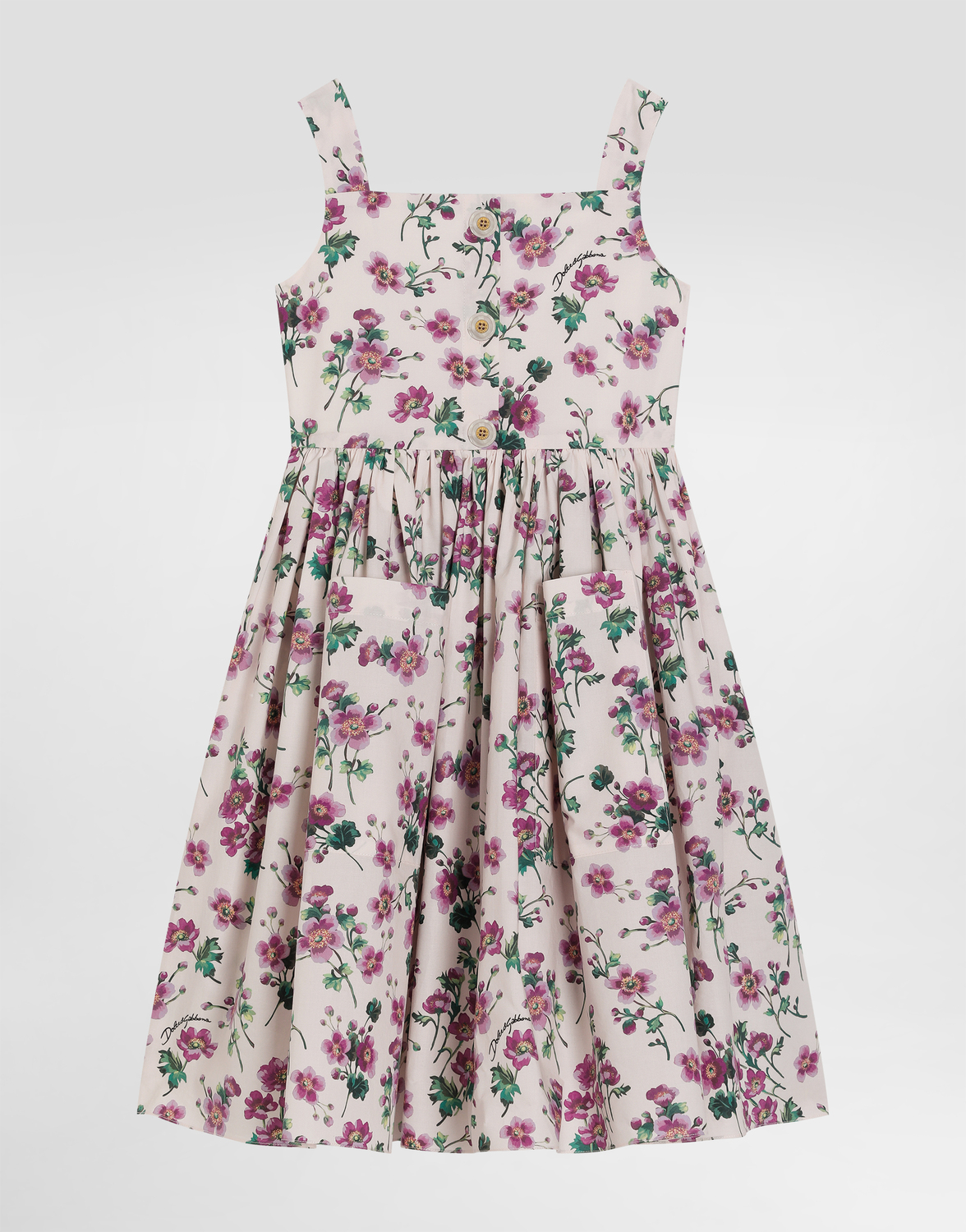 

Платье из поплина с принтом "фиалки" Dolce&Gabbana, мультиколор