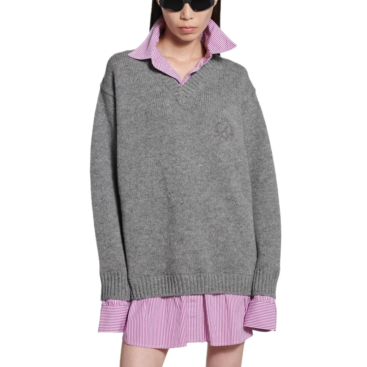 Свитер FW25 Regular Fit женский Balenciaga, серо-фиолетовый — фото 4