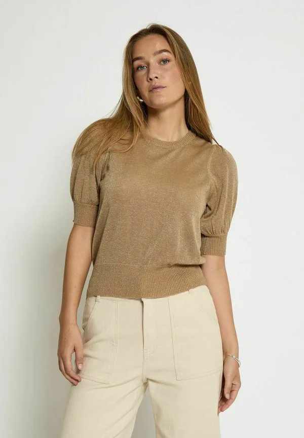 

Базовая футболка liva с пышными рукавами Minus, Met Tan Metal., Бежевый, Базовая футболка liva с пышными рукавами Minus, Met Tan Metal.