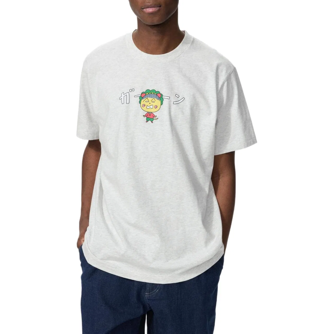 Футболка оверсайз Uniqlo x KEJIKEJI светлый серый — фото 3