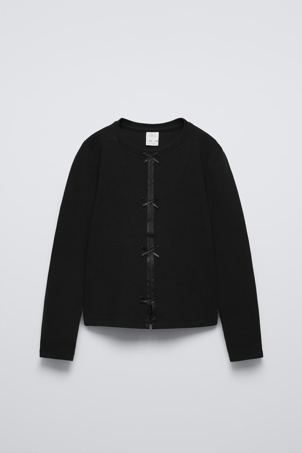 

Футболка в рубчик с атласными бантами ZARA, черный