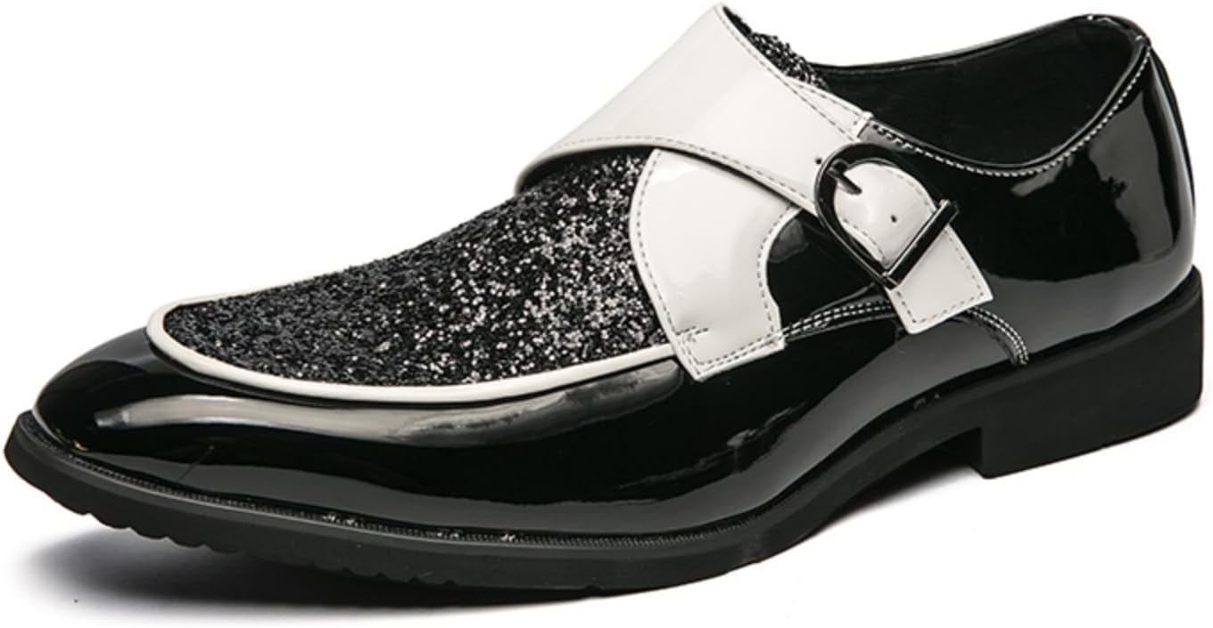 

Мужские роскошные туфли-монки из лакированной кожи с блестками и металлическими пайетками, модель лоферов без шнуровки, формальная обувь для смокинга, свадебной вечеринки, выпускного, деловых мероприятий, удобная для ходьбы Yrzhgdl, черный
