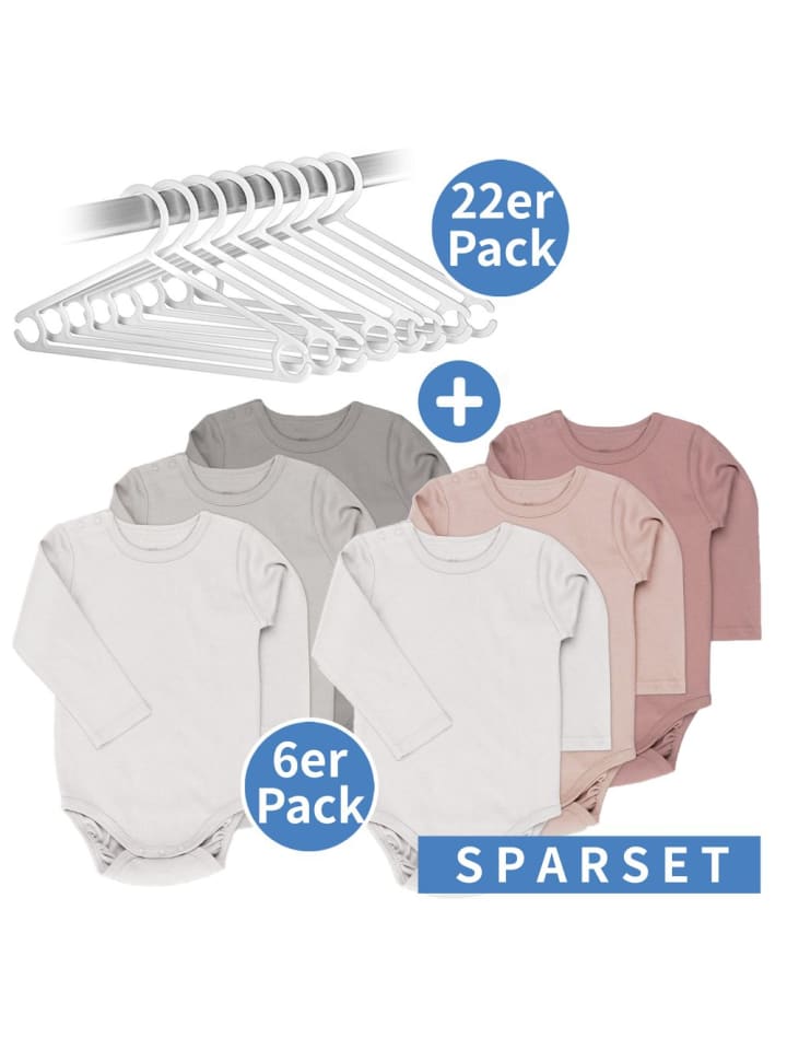 

LaLoona Комплект из боди с длинными рукавами и вешалки - розового и серого цвета