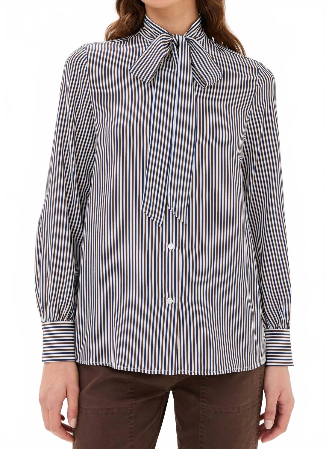 

Топ Carina в полоску цвета слоновой кости/коричневого/темно-синего цвета NILI LOTAN