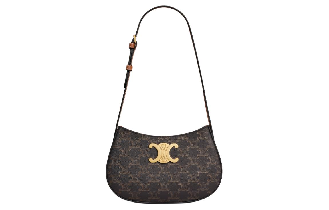 

Celine Женская сумка Tilly из канваса с отделкой из телячьей кожи, средний размер, коричнево-черная