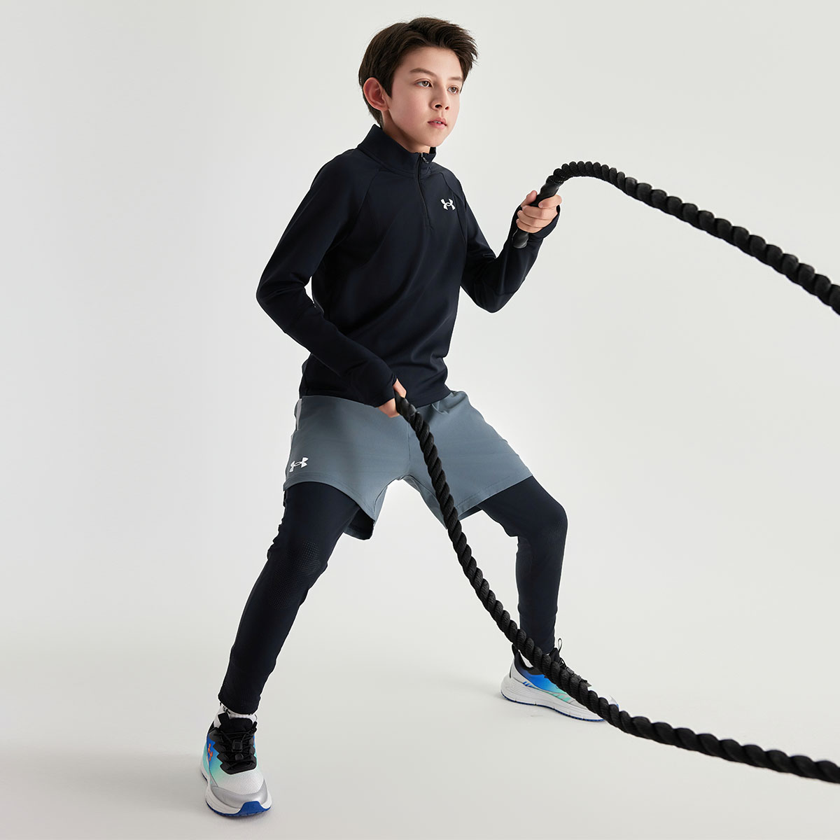 Футболка с длинным рукавом для подростков Under Armour, черный — фото 4