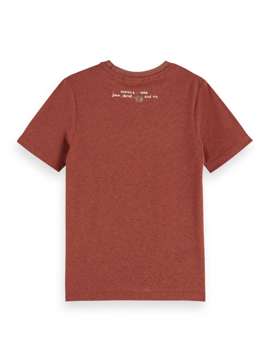 Детская облегающая футболка из льняной смеси в терракотовом цвете SCOTCH & SODA, Terracotta — фото 2
