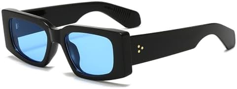 

Модные солнцезащитные очки 2027 года для женщин, винтажные, с заклепками, мужские, желто-синие, UV400, трендовые панк-солнцезащитные очки, черно-синие, один размер MTZJH, One Color