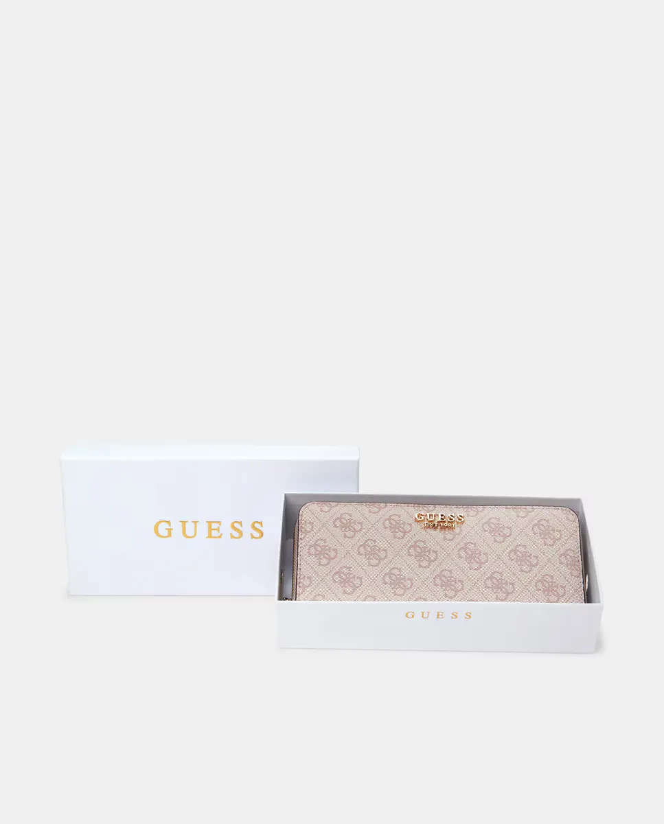 

Кошелек на молнии с логотипом 4g Guess, розовый