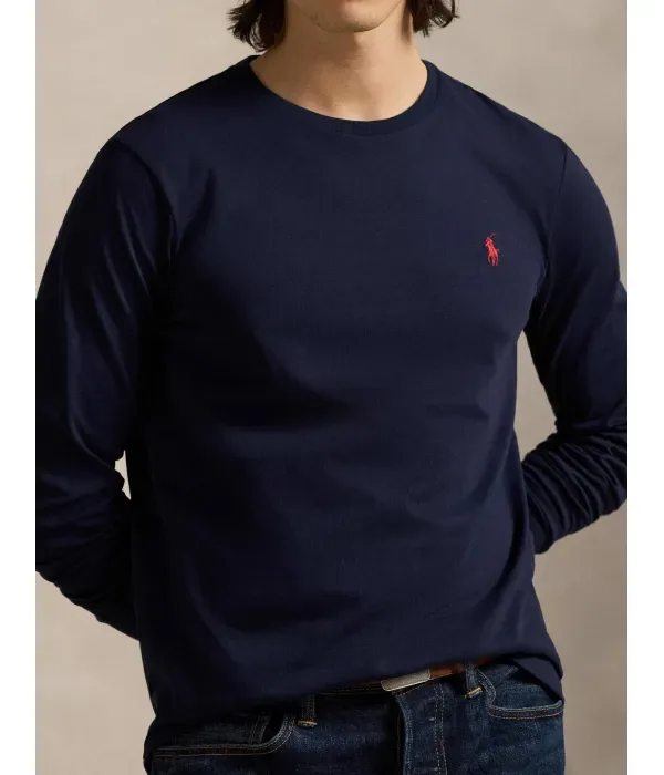 Лонгслив custom slim fit Polo Ralph Lauren, темно-синий — фото 4