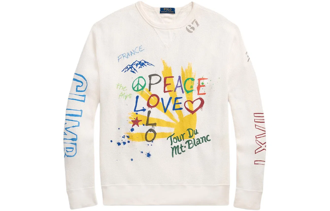 Джемпер из хлопка с принтом Peace Polo Ralph Lauren, Nevis Island Ecru