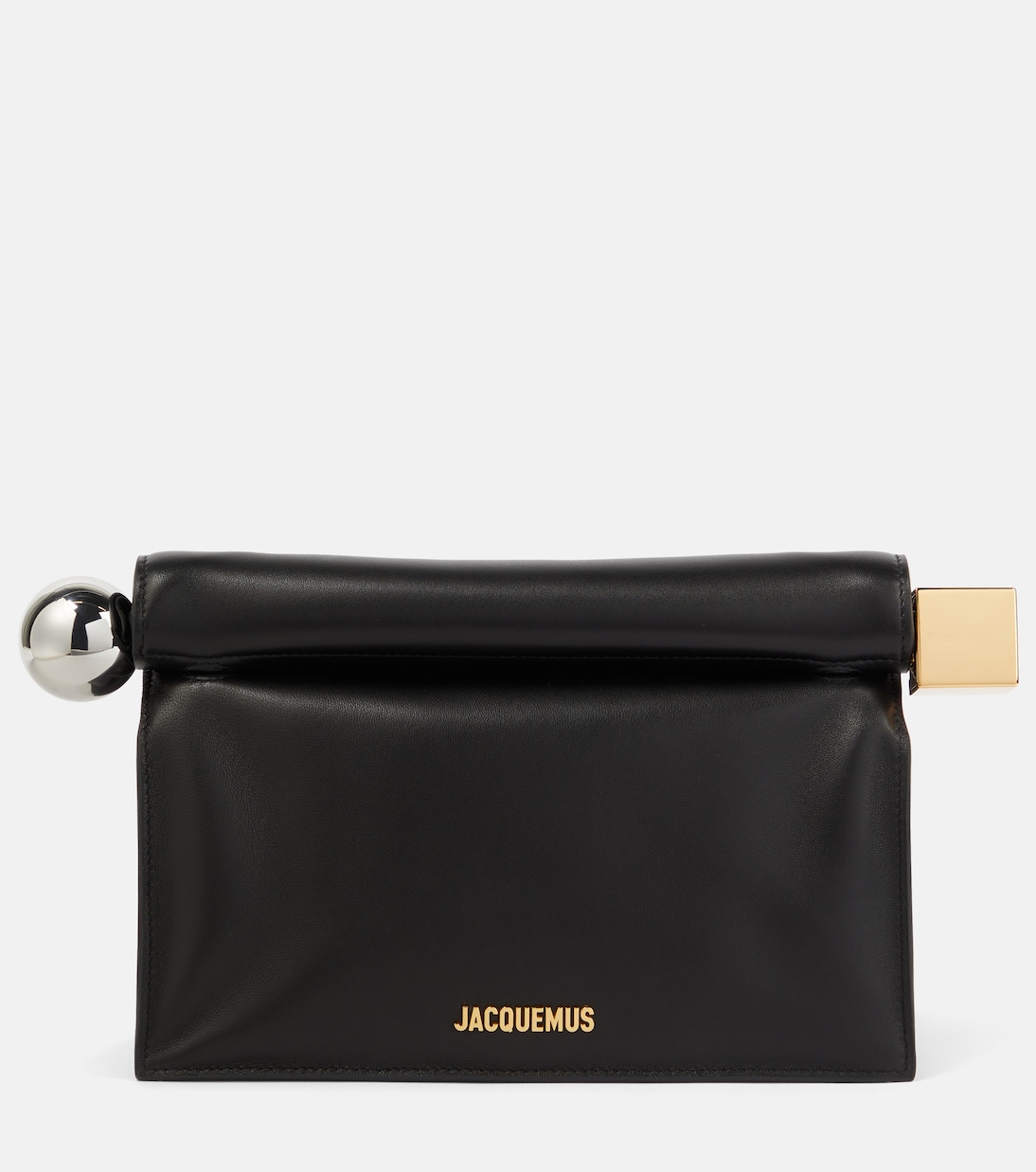 

Кожаный клатч La Pochette Rond Carré Jacquemus, черный