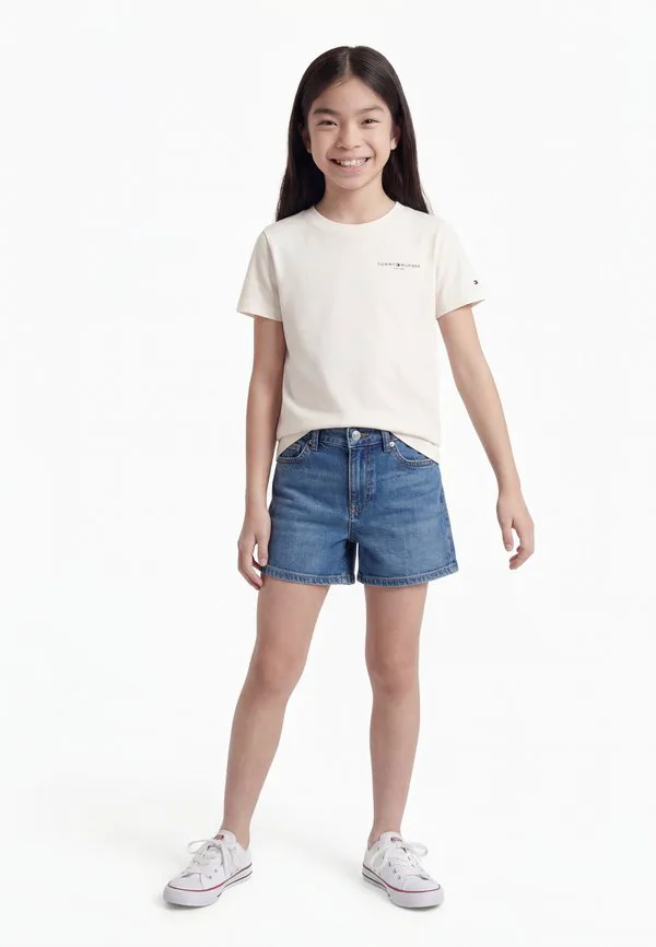 Футболка с логотипом, круглый вырез, базовая футболка Tommy Hilfiger, Ancient White