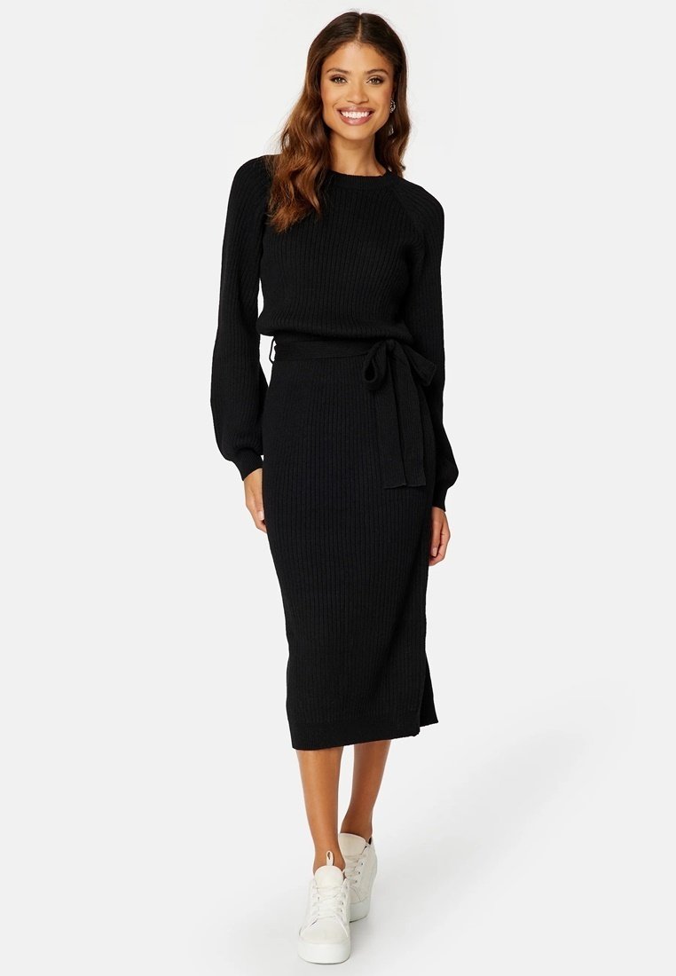 

Платье-джемпер ROUND NECK RIB KNITTED MIDI DREESS Bubbleroom, черный