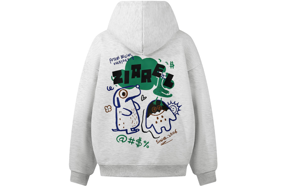 

Толстовка Unisex Hooded Moderate Heavyweight ZIAREL, белый heather серый